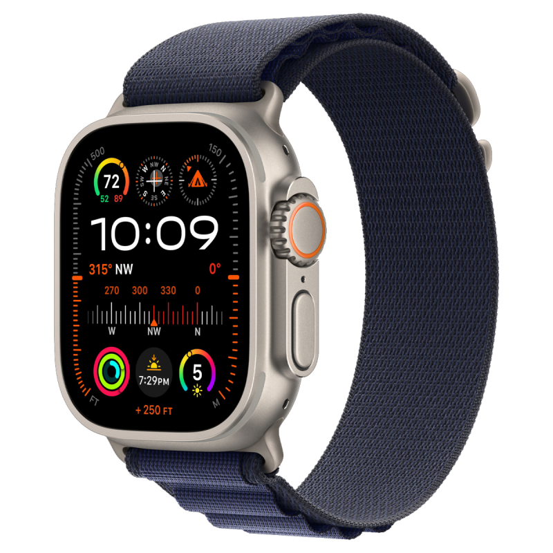 Часы Apple Watch Ultra 2 GPS + Cellular, 49mm Natural Titanium Case with Navy Alpine Loop – Large