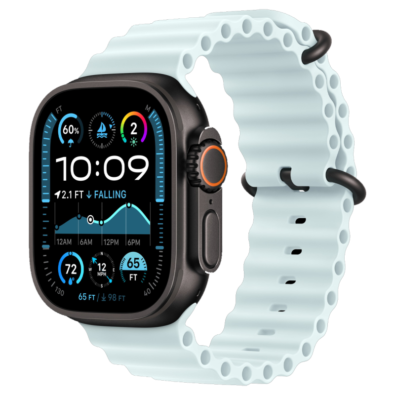 Часы Apple Watch Ultra 2 GPS + Cellular, 49mm Black Titanium Case with Ice Blue Ocean Band