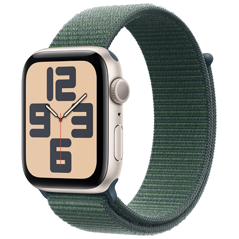 Часы Apple Watch SE (2024) GPS, 44mm Starlight Aluminum Case with Lake Green Sport Loop